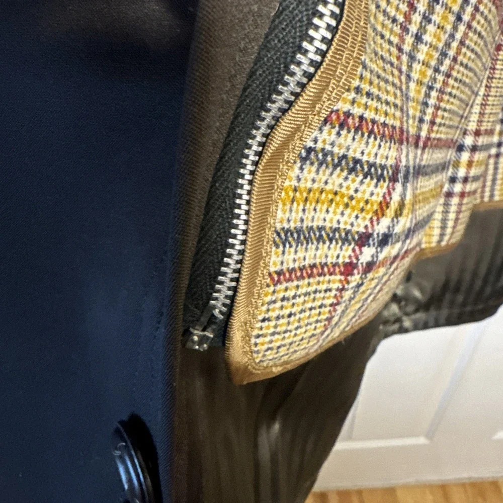 Vintage Crownwear Brown All Weather Coat 42R‎ Zip Out Liner Plaid Lined Overcoat